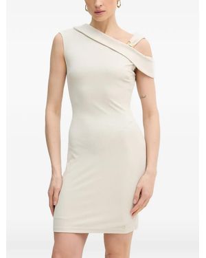 Guess Asymmetric-Neck Ribbed Mini Dress - White