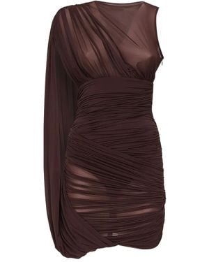 Magda Butrym Vestido corto drapeado - Marrón