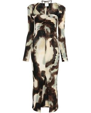 Nanushka Ruched-Detail Maxi Dress - Green