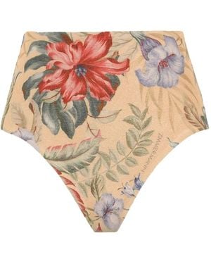 Zimmermann High-Waist-Hose Mit Blumen-Print - Weiß