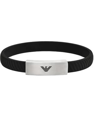 Emporio Armani Logo-Plaque Bracelet - Black