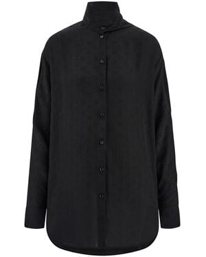 Ferragamo Viscose Blouse With Sash Collar - Black
