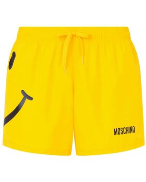 Moschino Short-Length Swim Shorts With Bold Smiley Face Graphic - Yellow
