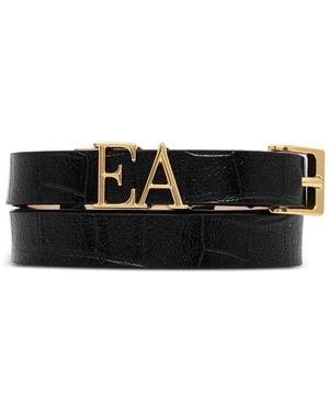 Emporio Armani Croc-Embossed Buckle Belt - Black