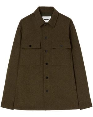 Jil Sander Drop-Shoulder Flannel Shirt - Green