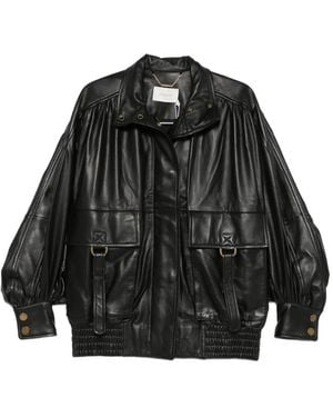 Zimmermann Valiant Leather Bomber Jacket - Black