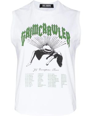 Raf Simons Grimcrawler-Print Sleeveless Top - White