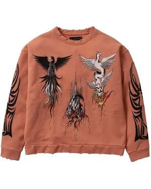 Who Decides War Nefarious Winged Crew-Neck Sweatshirt - Brown
