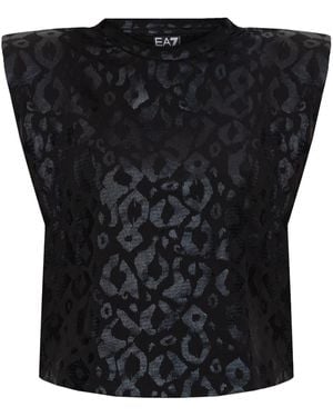 EA7 Leopard-Print T-Shirt - Black
