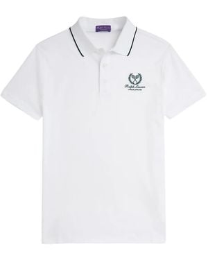 Ralph Lauren Embroidered-Piped Polo Shirt - White