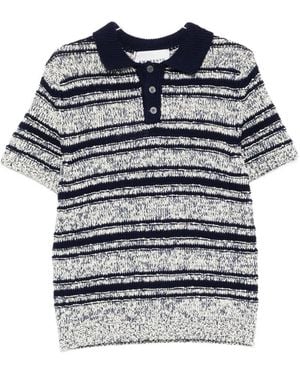 Amaranto Striped Button Knitwear - Blau