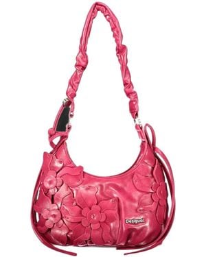 Desigual Small Flower-Appliqué Ruched-Handle Tote Bag - Pink