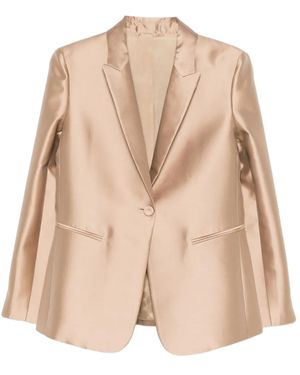 Alberta Ferretti Buttoned Peak-Lapel Jacket - Natural