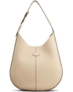 Tod's Small Oboe Leather Tote Bag - Natural