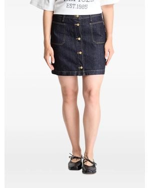 Tommy Hilfiger Button-Up Rigid Denim Mini Skirt - Blue