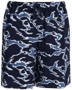 KENZO Shorts Con Stampa Camouflage - Blu