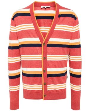 Maison Kitsuné Striped Intarsia-Knit Cardigan - Red