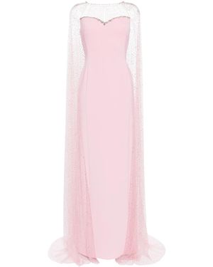 Jenny Packham Cordelia Rhinestone-Embellished Cape Gown - Pink