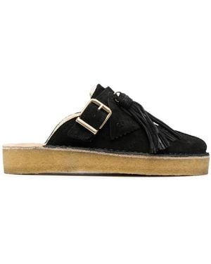Clarks Trek Leather Mules - Black