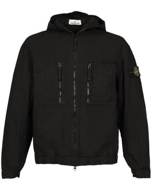 Stone Island Logo-Patch Hooded Jacket - Black
