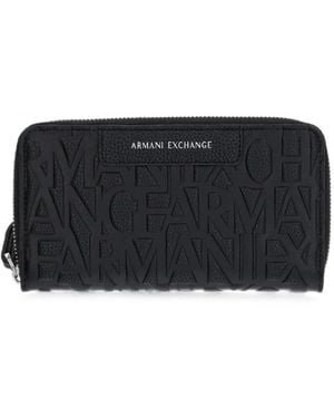 ARMANI EXCHANGE Logo-Embossed Continental Wallet - Black