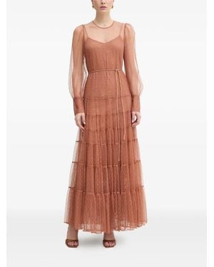 Twinset Robe À Empiècements En Dentelle Superposée - Brown