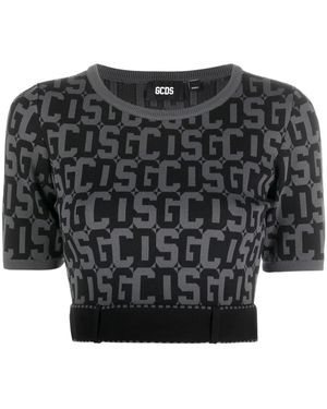 Gcds Matilda Monogram Cropped Top - Black