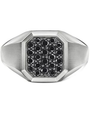 David Yurman Sterling Streamline Diamond Signet Ring (14Mm) - Grey