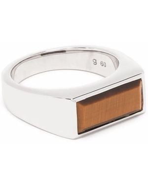 Tom Wood Anello Peaky Con Occhio Di Tigre - Bianco