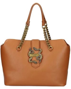 Just Cavalli Snake-Plaque Tote Bag - Brown