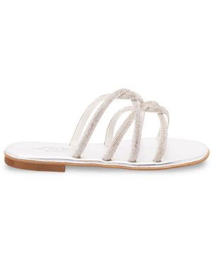 Kima Knotted Embellished Flat Sandals - White