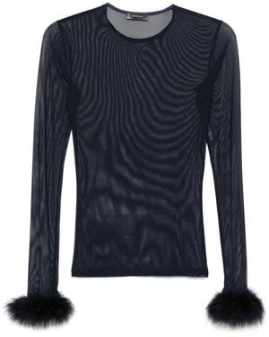 Mugler Mesh-Oberteil mit Federbündchen - Blau