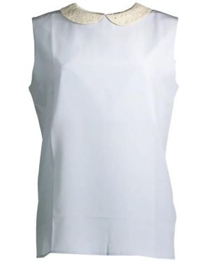 GANT Eyelet-Detailing Sleeveless Blouse - Blue