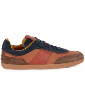 Tod's Gommino-Detail Suede-Panelled Trainers - Orange