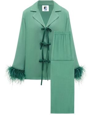 Sleeper Bow Detachable Feathers Pajama Set - Green