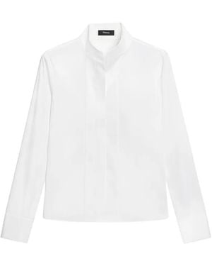 Theory Tailored Band-Collar Shirt - White
