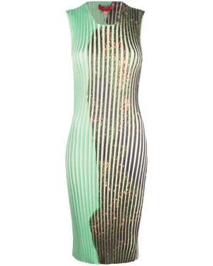 Eckhaus Latta Graphic-Print Knitted Midi Dress - Green