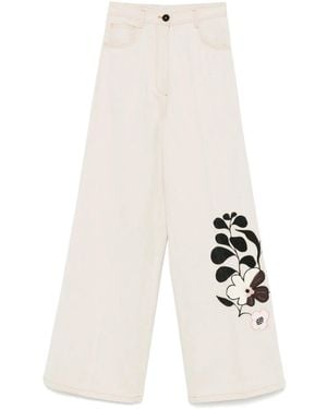 forte_forte Floral-Embroidered Trousers - White