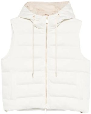 Eleventy Quilted-Pattern Gilet - White
