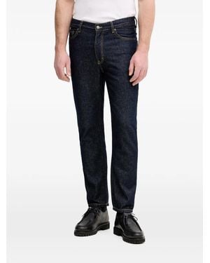 Sisley Contrast-Stitch Logo-Patch Jeans - Blue