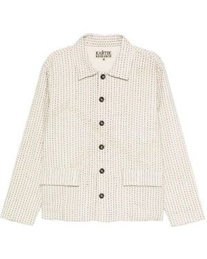 Kartik Research Chaqueta con bordado kantha - Blanco