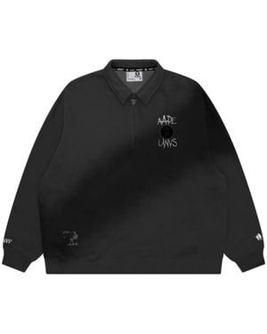 Aape By A Bathing Ape Embroidered Logo Long-Sleeve Polo Shirt - Black