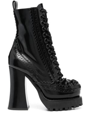 ブーツその他 Moschino Glossy Leather Lace-Up Boot With Sole Moschino Glossy Leather Lace-Up Boot With Sole - Boots