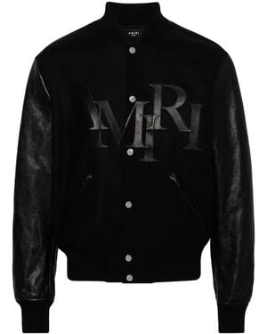 Amiri Staggered Logo Varsity Jacket - Black