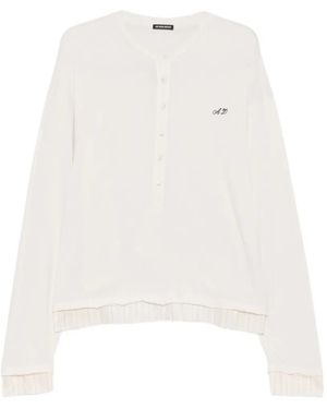 Ann Demeulemeester Layered-Effect Henley-Neck T-Shirt - White