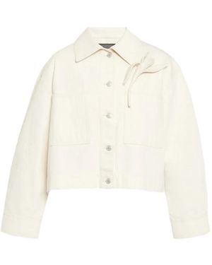 Erdem Floral-Appliqué Cropped Denim Jacket - Natural