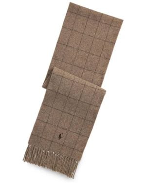 Polo Ralph Lauren Check-Pattern Fringed Scarf - Brown