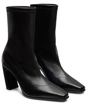 Stuart Weitzman Stassi Stretch-Leather Ankle Boots - Black
