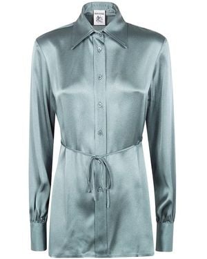 Semicouture Tie-Waist Long-Sleeve Shirt - Blue