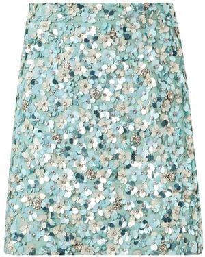 Paul & Joe Jolaine Sequin-Embellished Floral-Appliqué Mini Skirt - Green